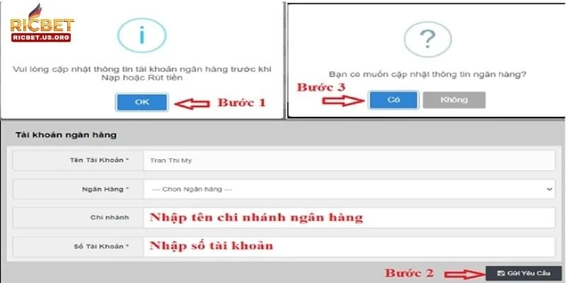 Các bước thực hiện rút tiền RICBET đơn giản và dễ hiểu.